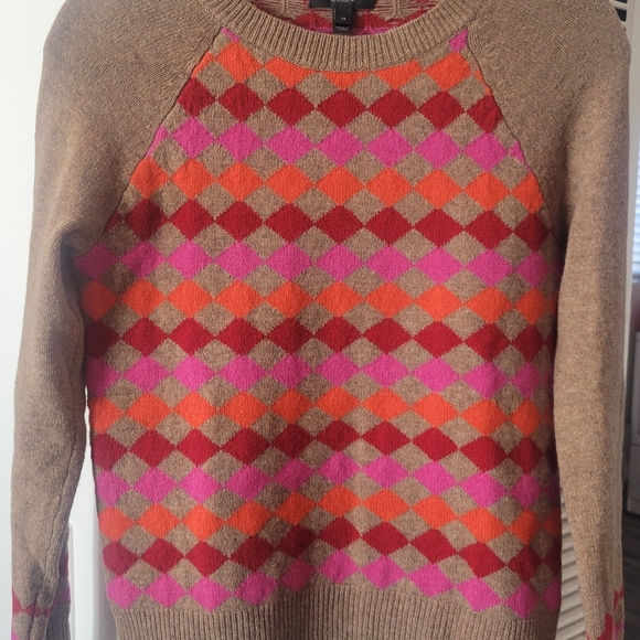 J. Crew Argyle Crew Neck Lambswool Sweater Size XS - Picture 5 of 9